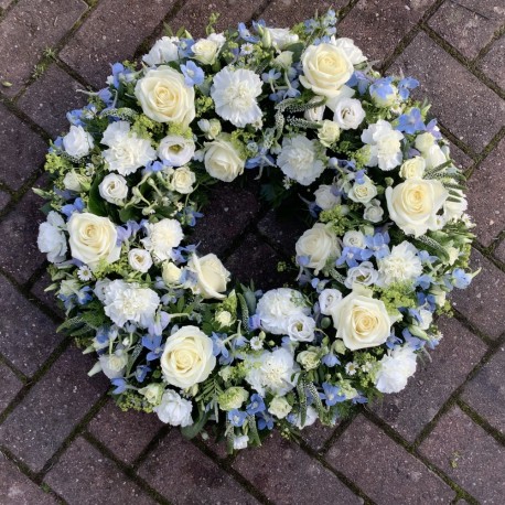 Pale Blue and White Wreath